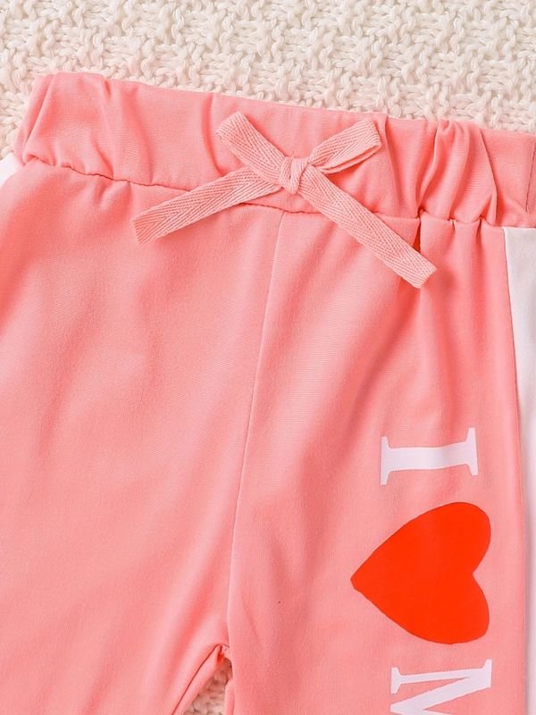 Kids Baby Girls Casual Cute Alphabet Print Long Sleeve Romper Trousers Sets