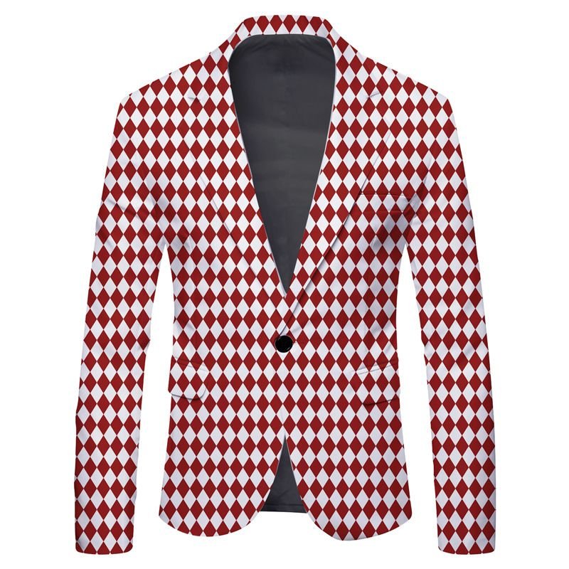 Men Spring Autumn Fashion Casual Party Polka Dot Stripe Zebra Leopard Print Long Sleeve Lapel Suit Coat